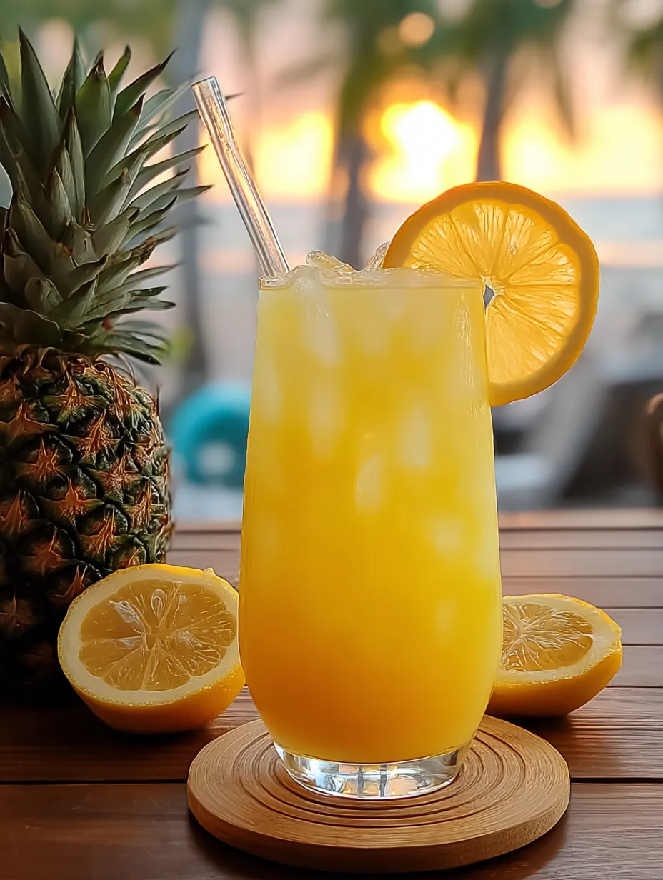 Ein Glas Orangensaft mit einer Zitronenscheibe darin.