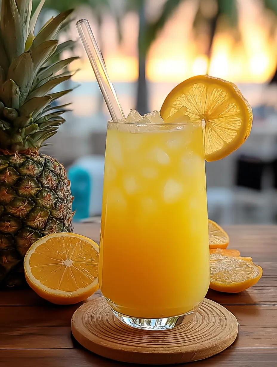 Ein Glas Orangensaft mit Strohhalm darin.