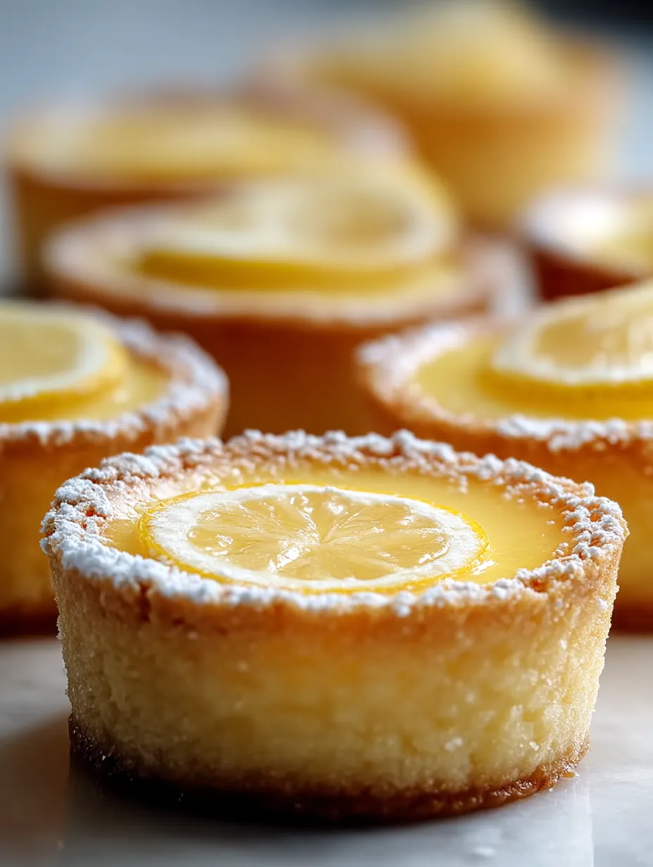 Ein Stück Zitronenkuchen mit Puderzucker obendrauf.