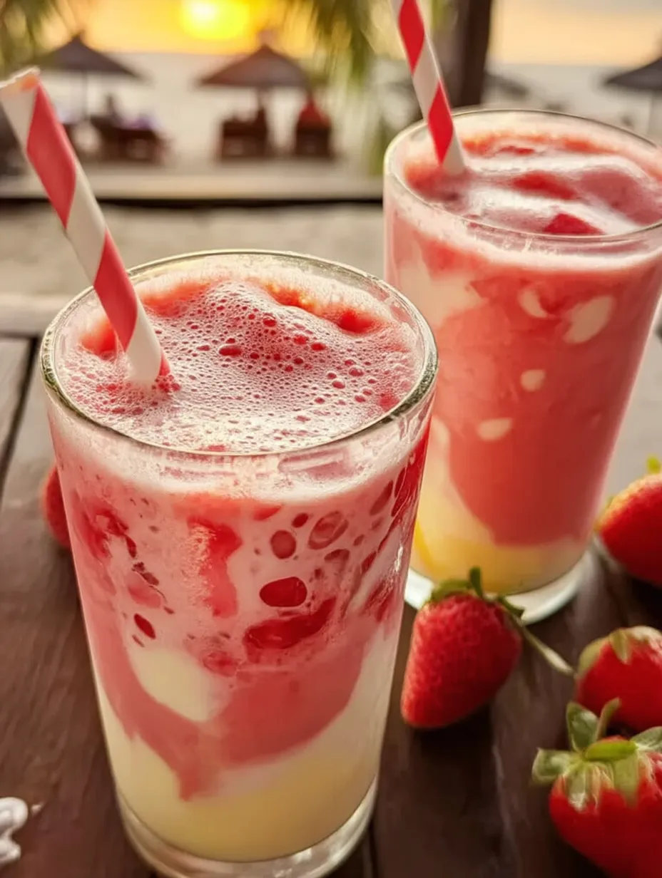 Zwei Gläser mit Erdbeermilch.