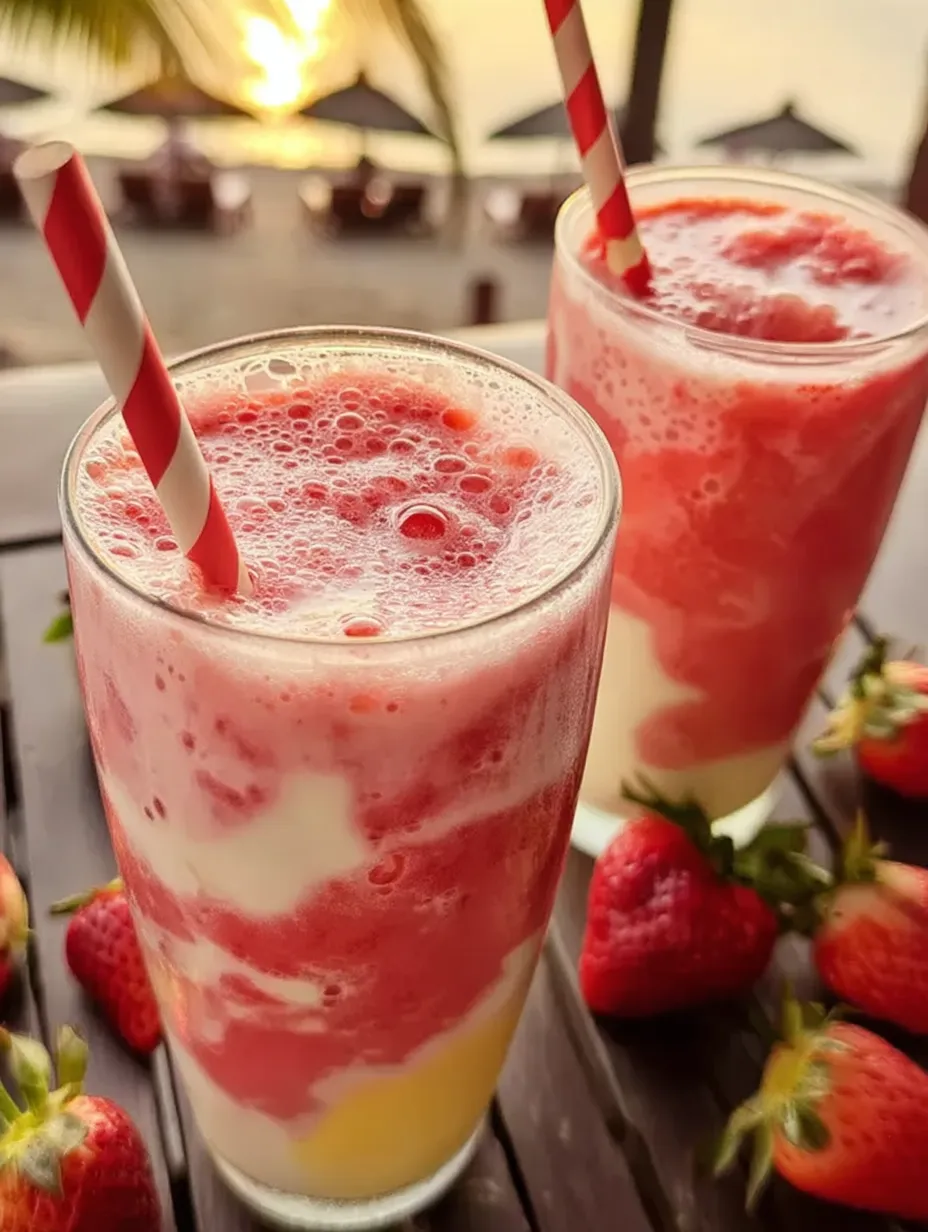 Zwei Gläser mit Erdbeermilch.