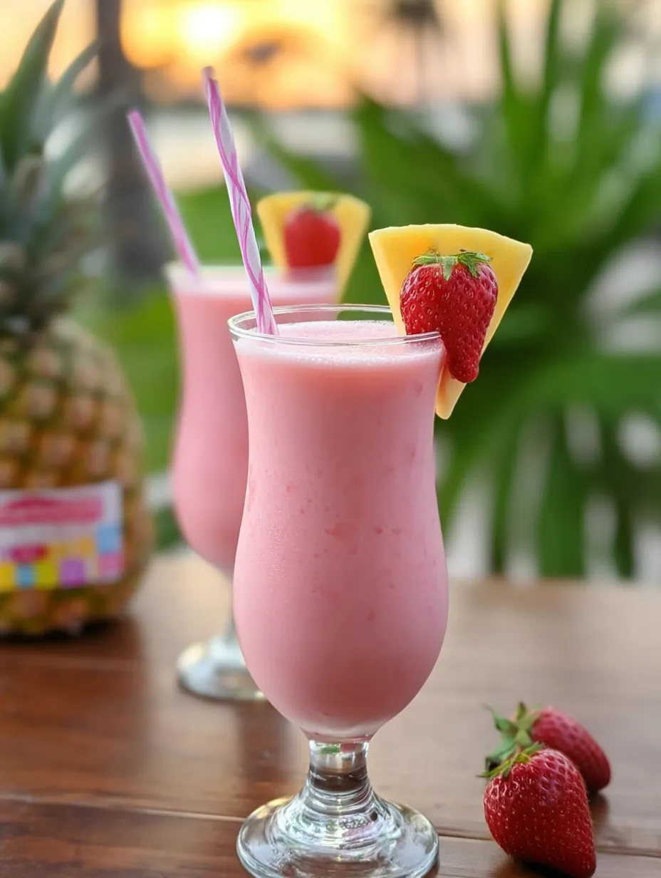 Ein Glas rosa Getränk mit Strohhalm.
