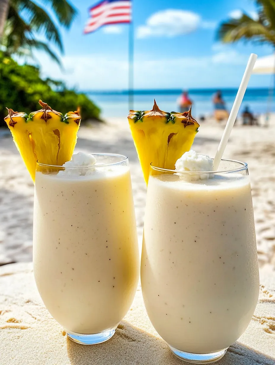 Zwei Ananasdrinks am Strand.