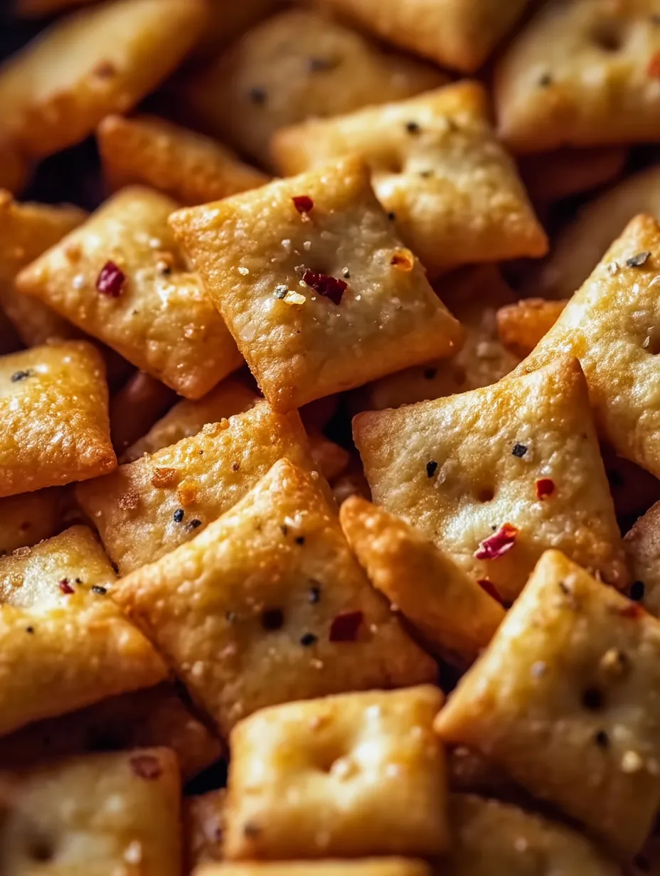 Ein Haufen Käse-Pepperoni-Cracker.