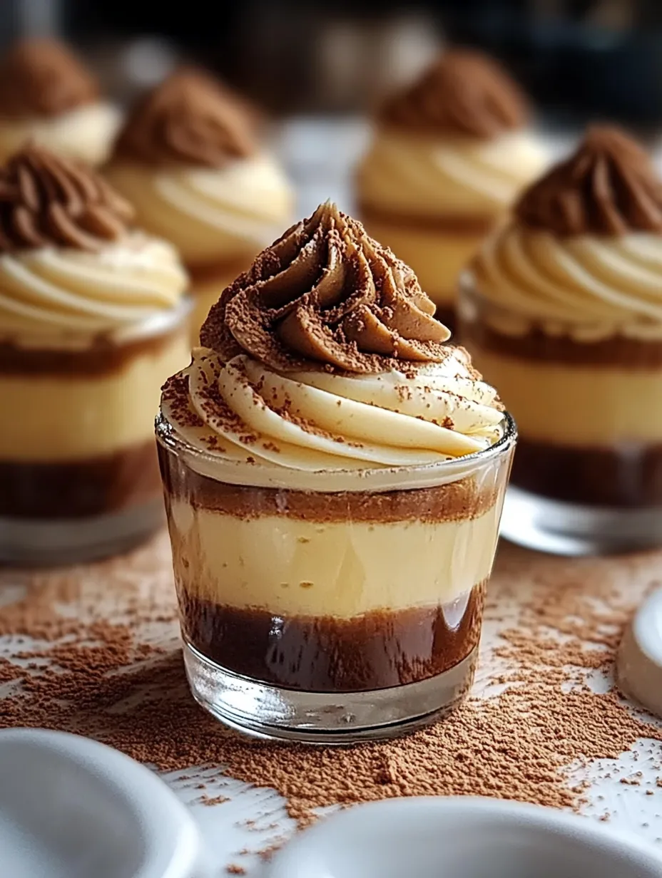 Ein Mini-Dessert mit Sahnehaube und etwas Schokolade verziert.