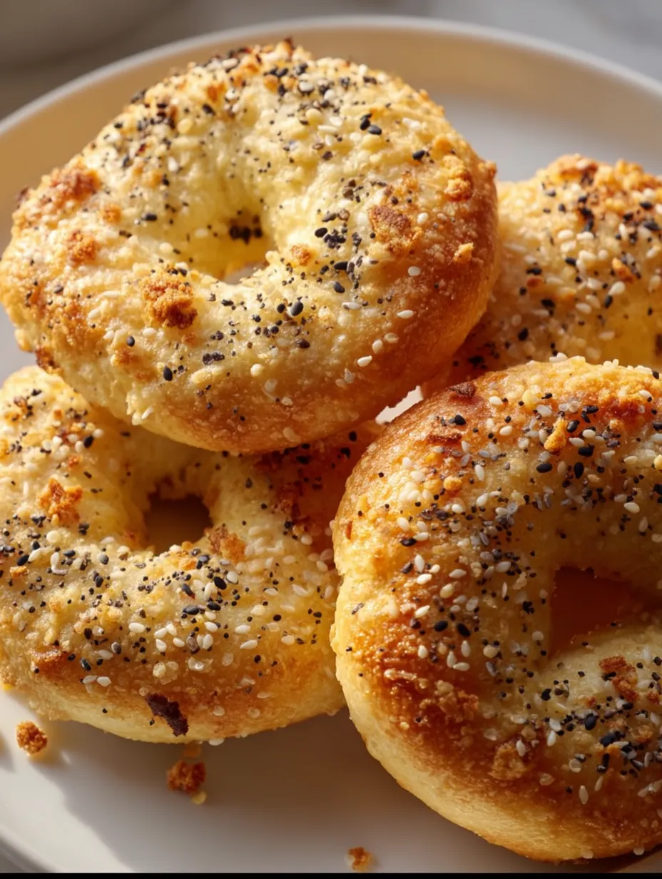 Ein Teller Bagels mit Sesam.