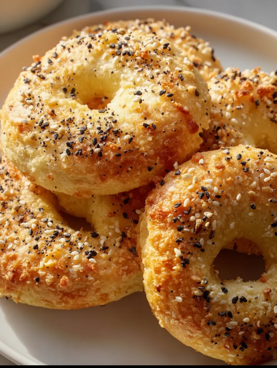 Ein Teller Bagels mit Sesam obendrauf.