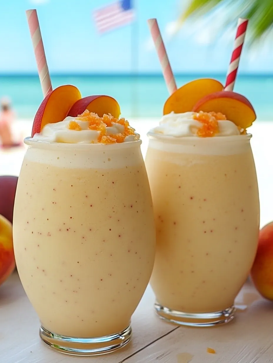 Zwei Gläser mit Pfirsich-Shake.