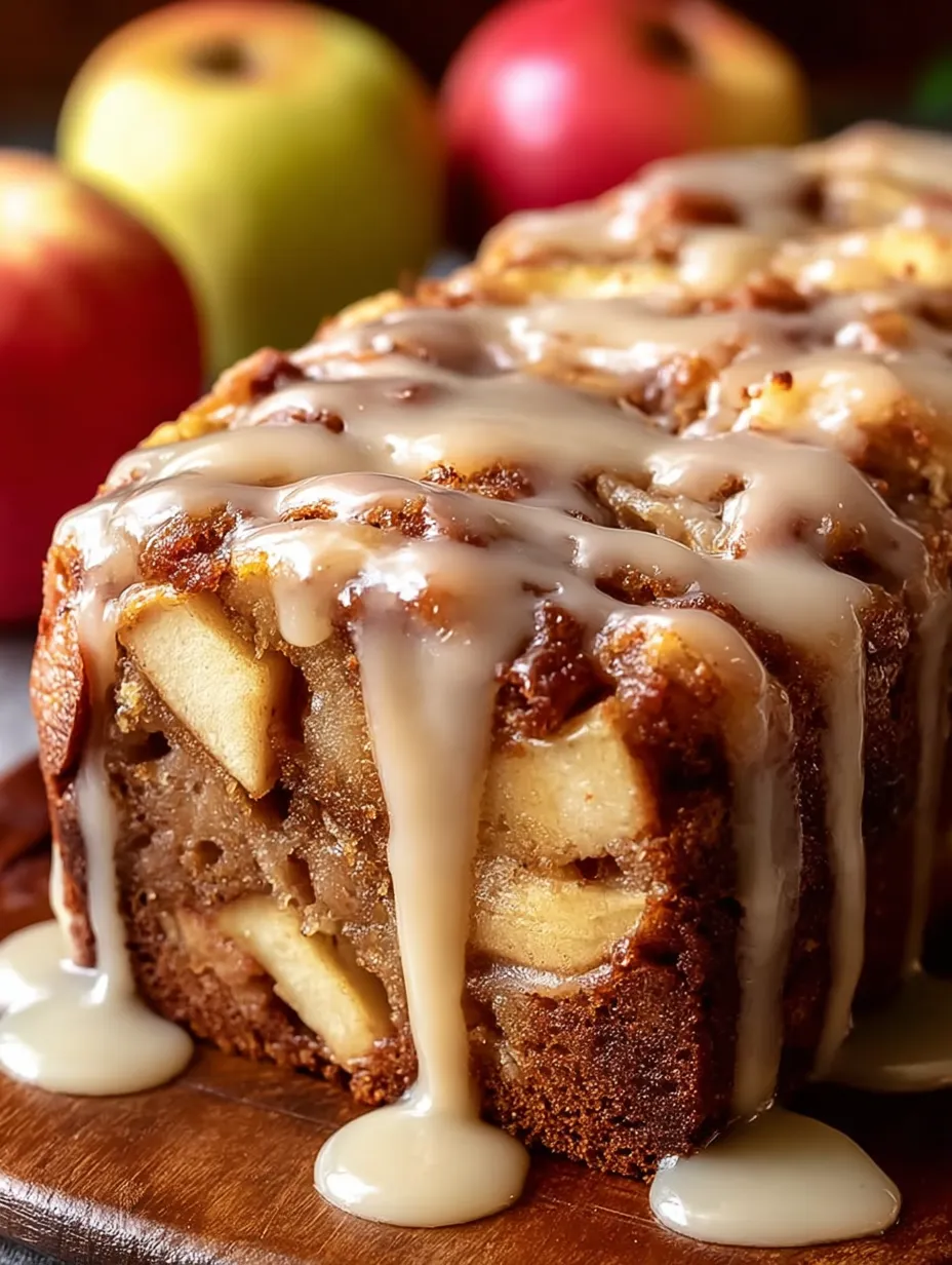 Ein Kuchen mit Äpfeln und Karamell obendrauf.