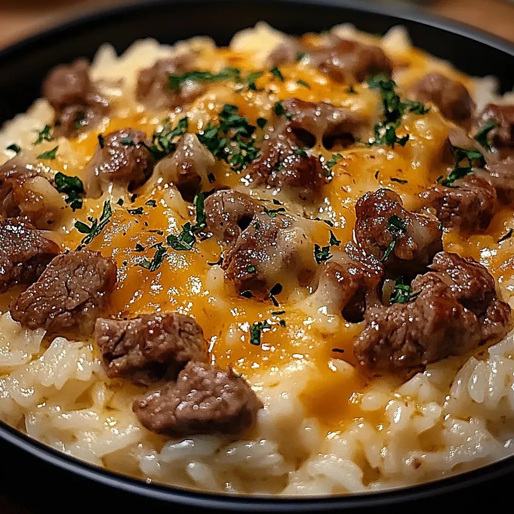 Eine Schüssel voll mit Fleisch und Käse.