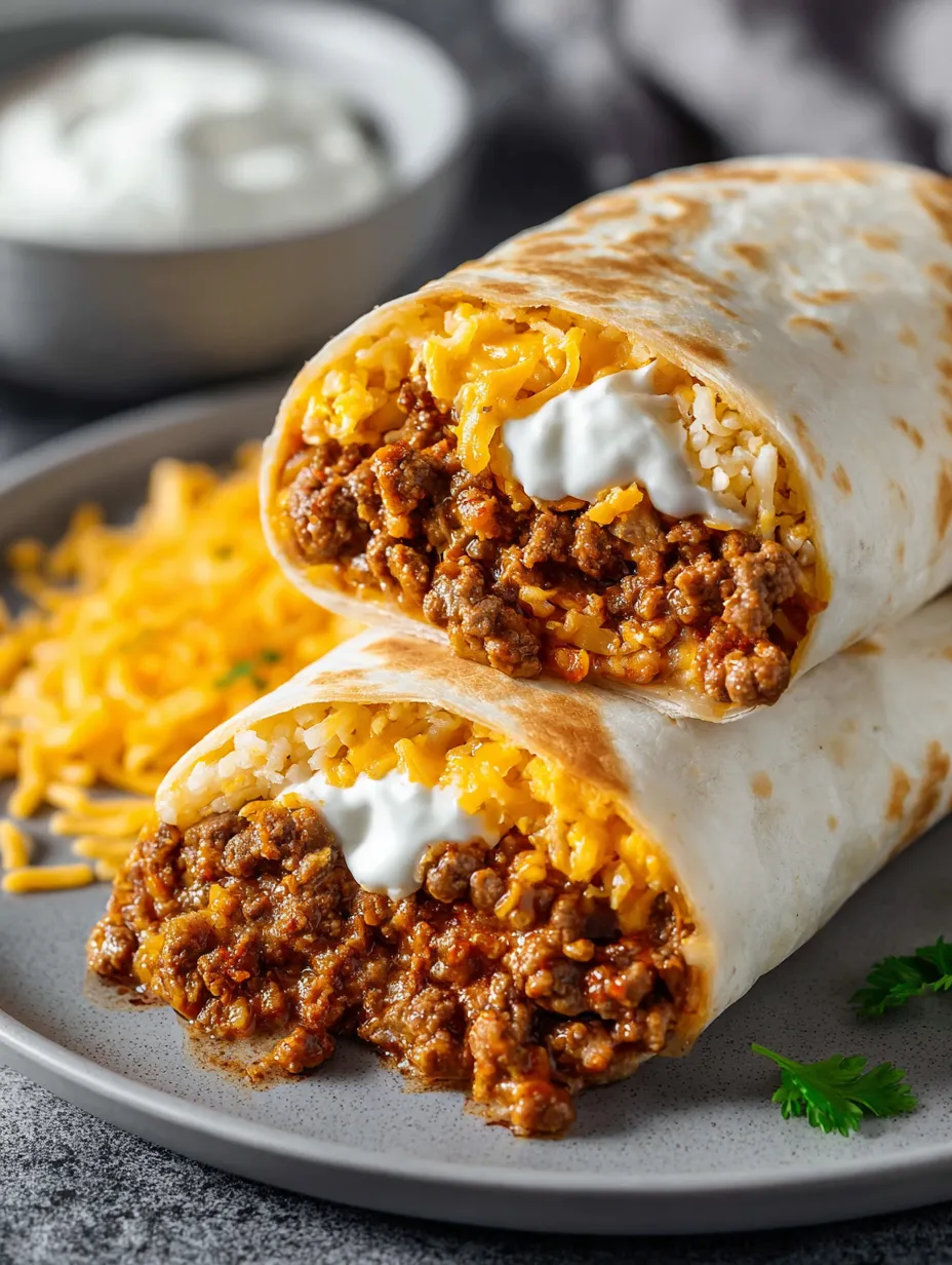 Ein Teller mit zwei Burritos darauf.