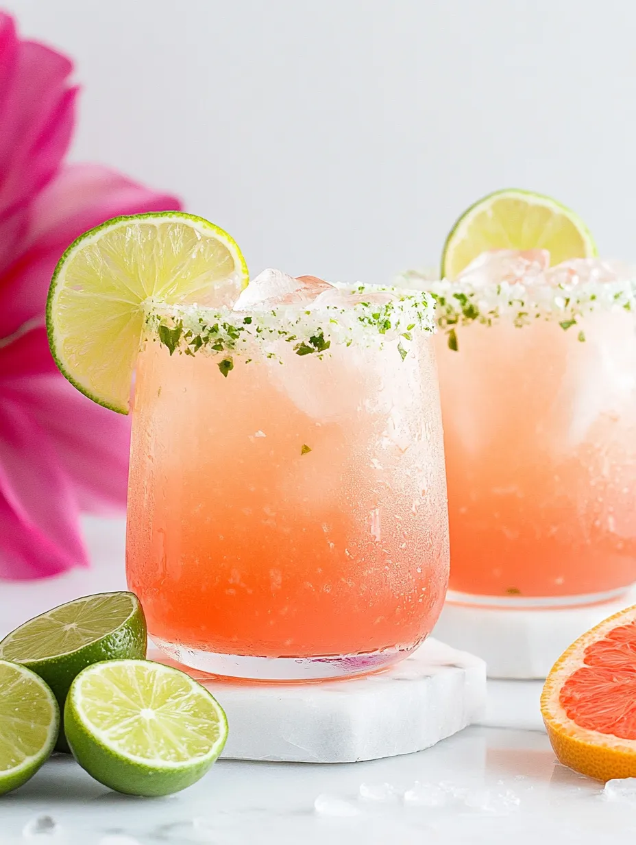 Zwei Gläser Pink Drink mit Limetten am Rand.
