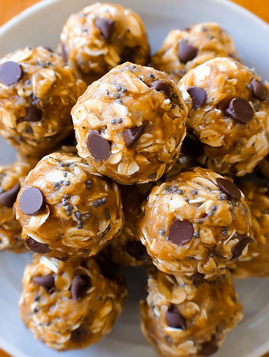 Ein Teller mit Energiekugeln.