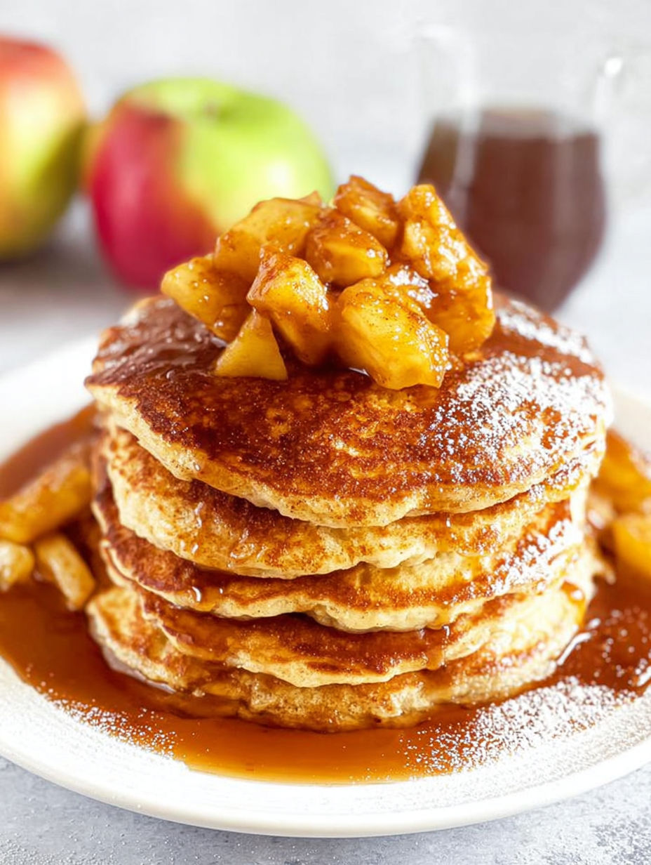Ein Stapel Apfel-Zimt-Pfannkuchen.