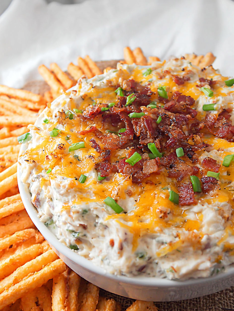 Leckerer Ofenkartoffel-Dip mit Speck und Käse