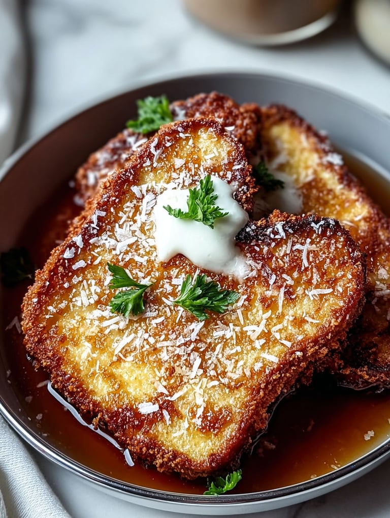 French Toast mit Kokoskruste.