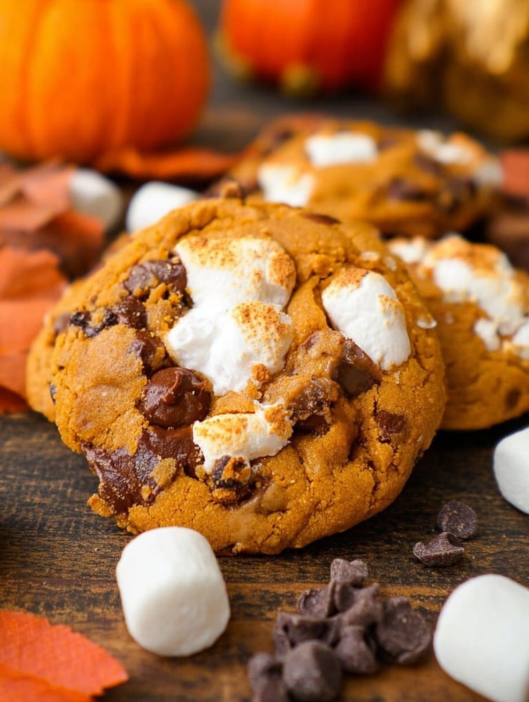 Nahaufnahme von einem Kürbis S'mores Keks.