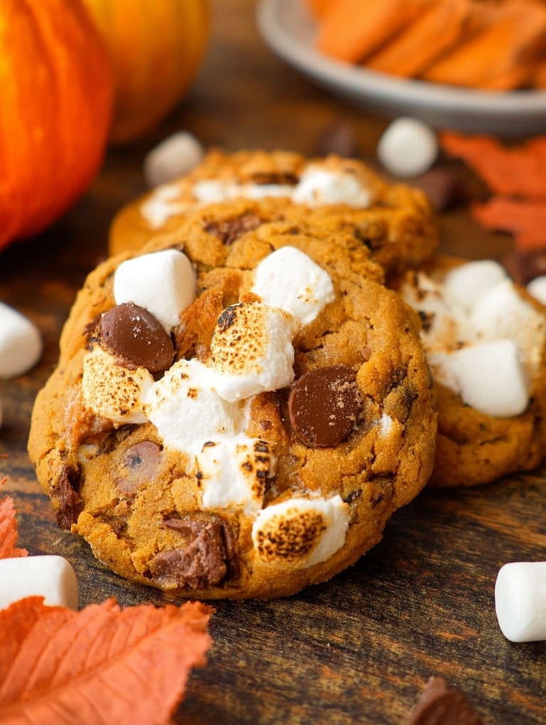 Nahaufnahme eines Kekses mit Marshmallows und Schokostückchen.