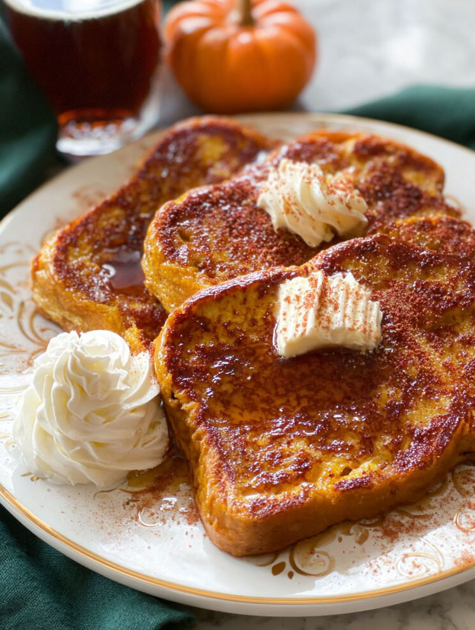 Kürbis-Toast mit Butter und Sirup.