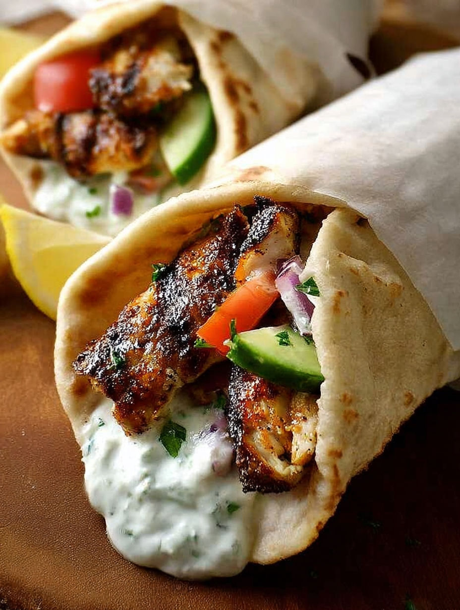 Gyros mit Hähnchen und Gemüse.