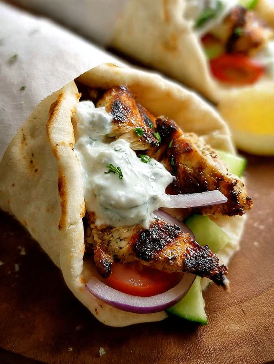 Wrap mit Hühnchen und Gemüse.