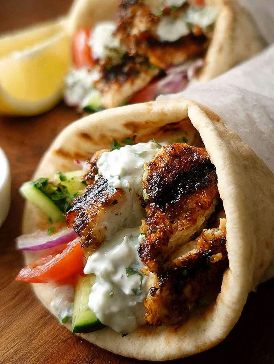 Sandwich mit Hühnchen und Gemüse.