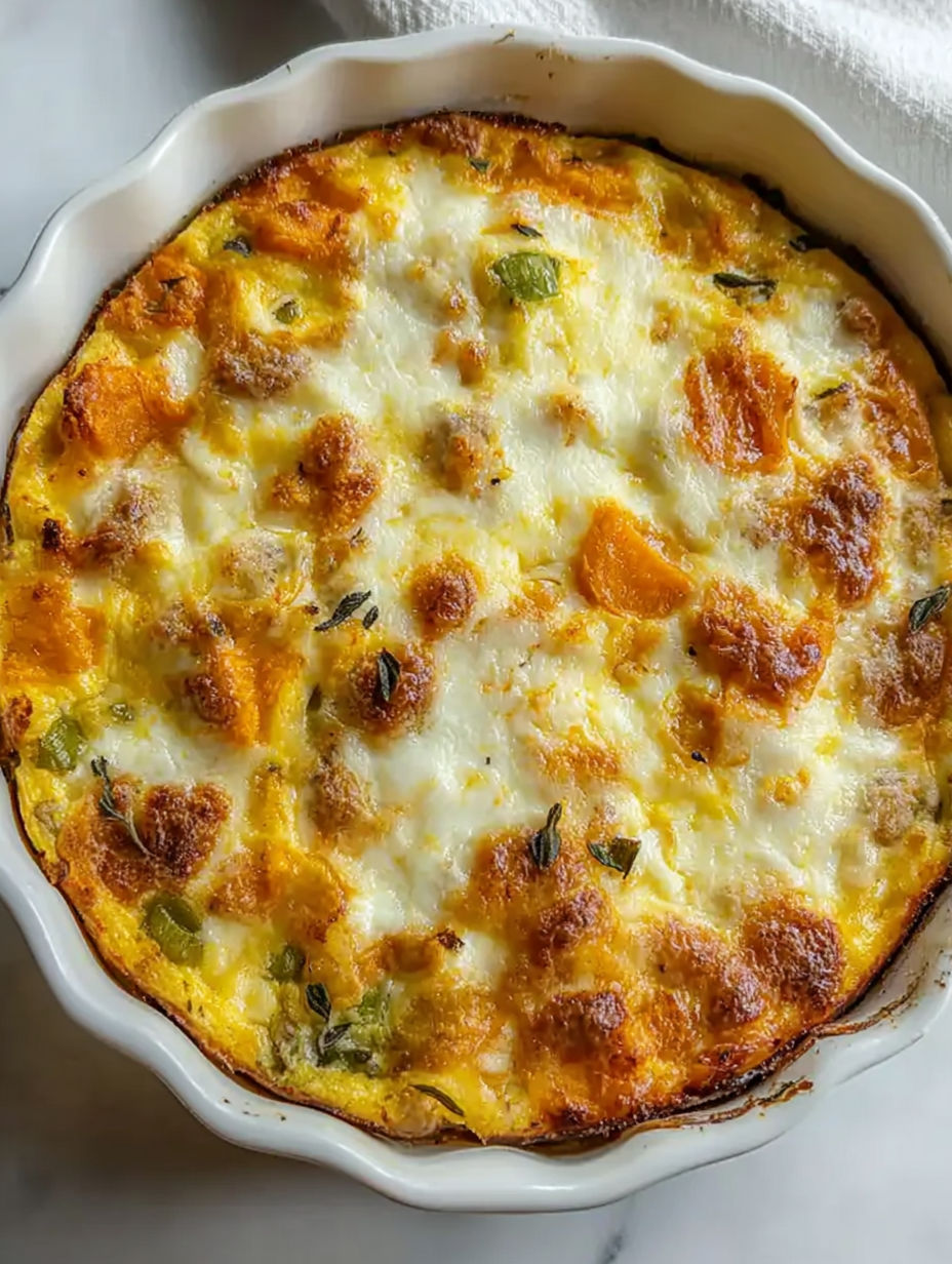 Nahaufnahme eines leckeren Süßkartoffelauflaufs.