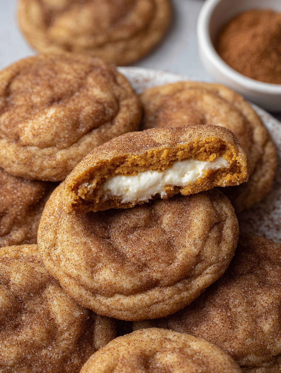 Ein Teller mit Kürbis Cheesecake Keksen.