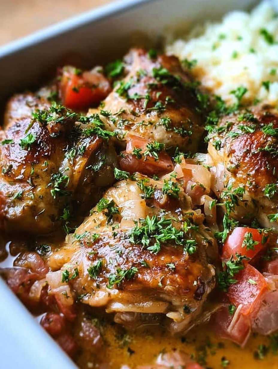 Italienische Hähnchenschenkel aus dem Slow Cooker mit Tomaten und Kräutern.