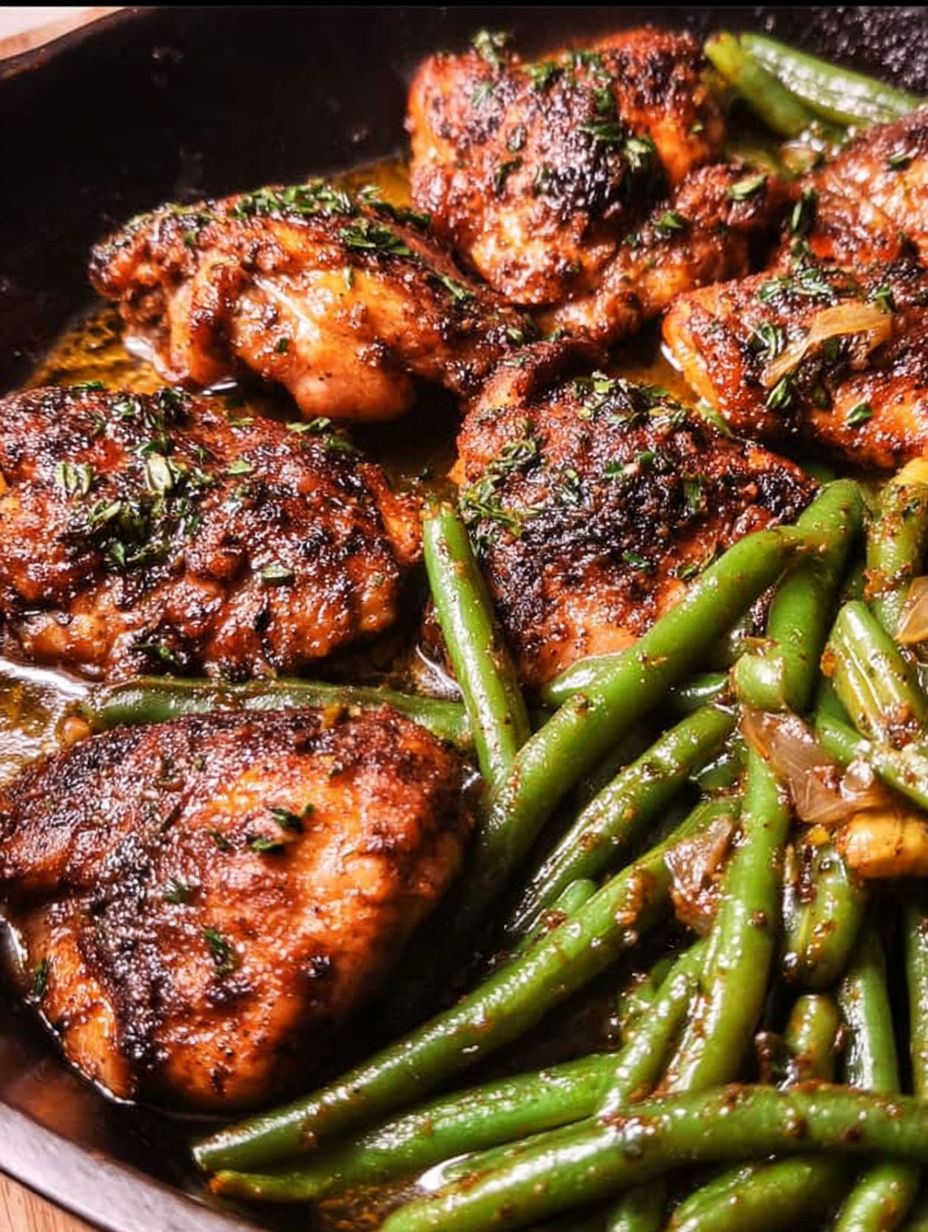 Hüfte mit grünen Bohnen.