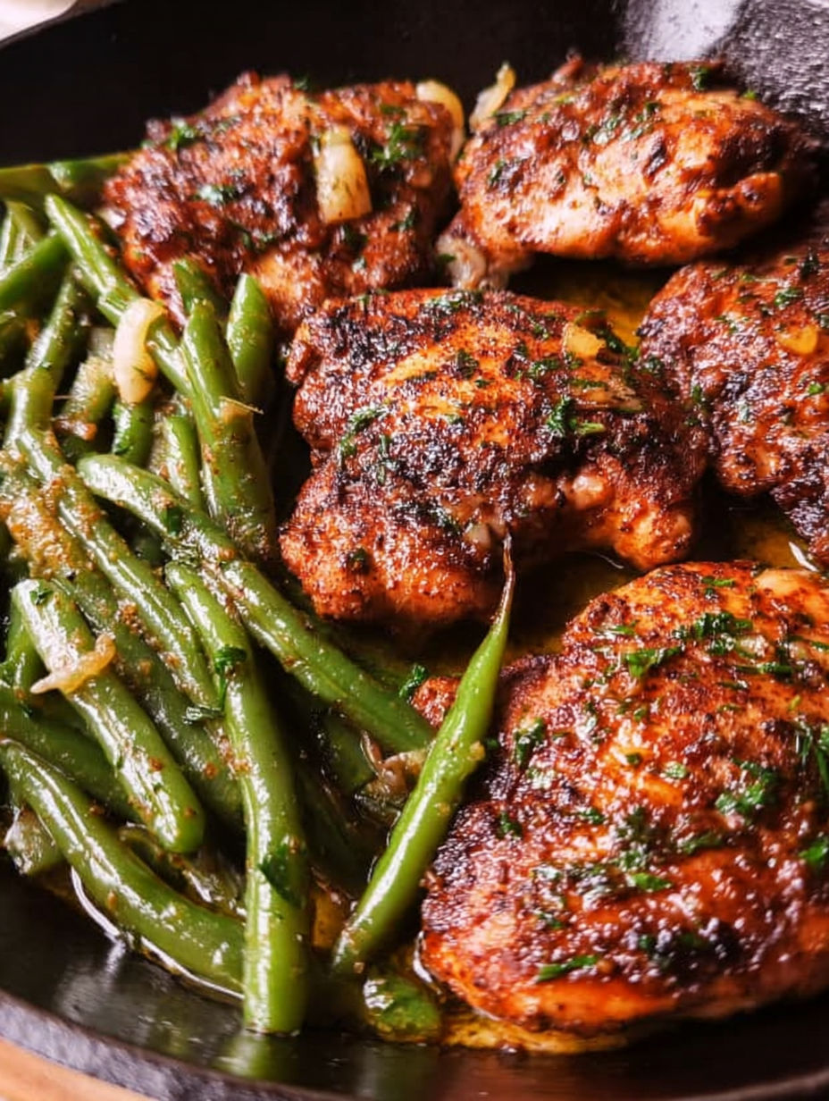 Hähnchenschenkel mit Zitronen-Knoblauch-Bohnen