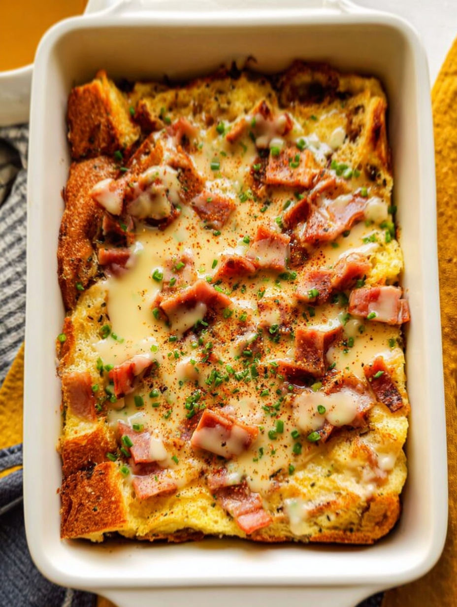 Ein Auflauf mit Benedict Eiern als Topping.