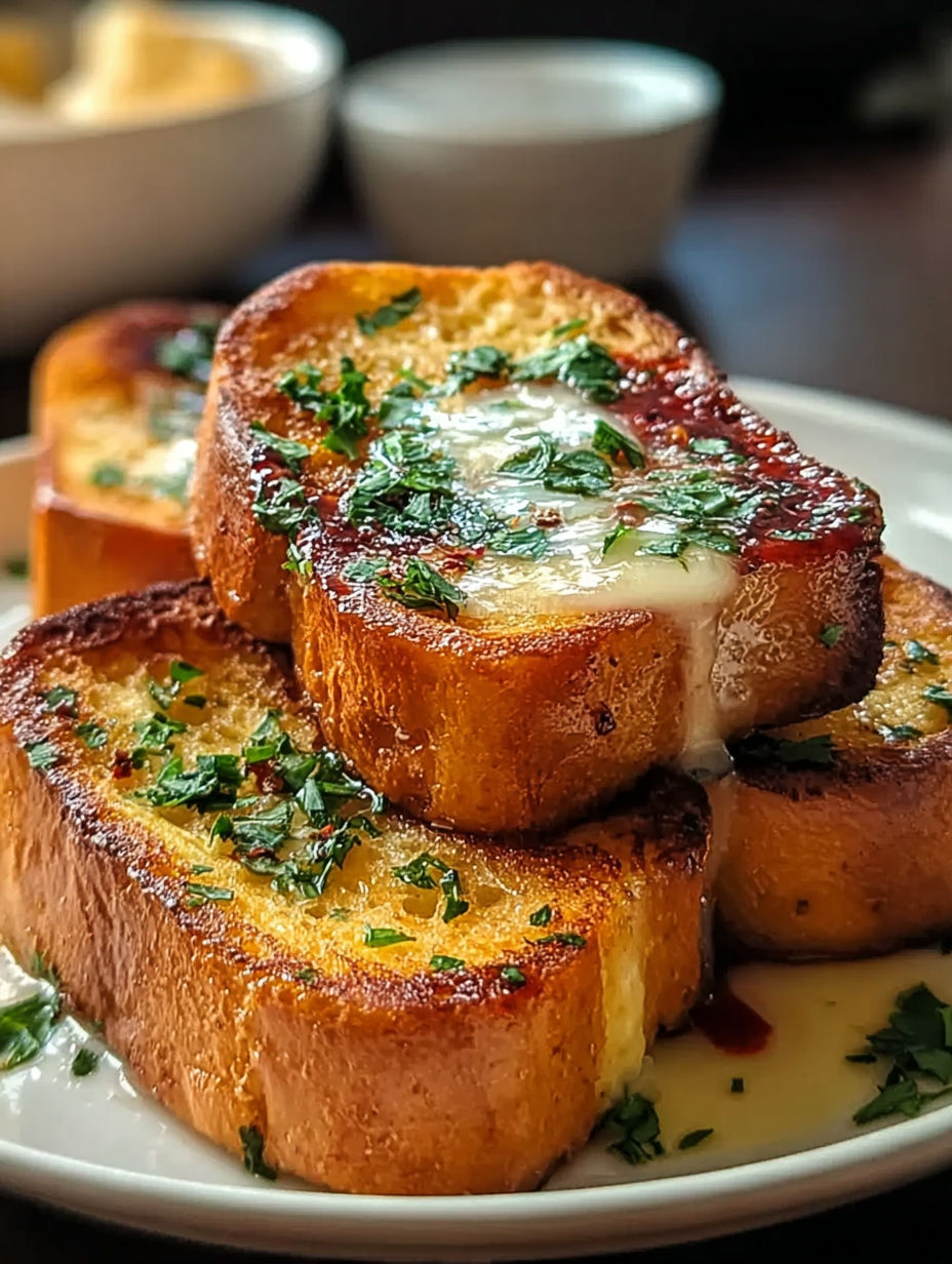 French Toast mit Käse und Kräutern.
