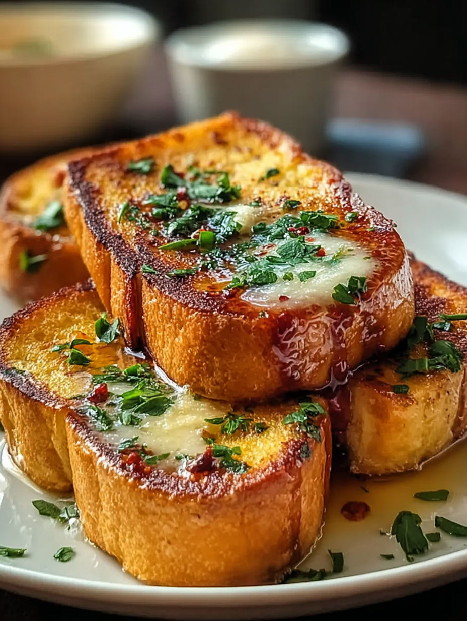 French Toast mit Käse und Kräutern.