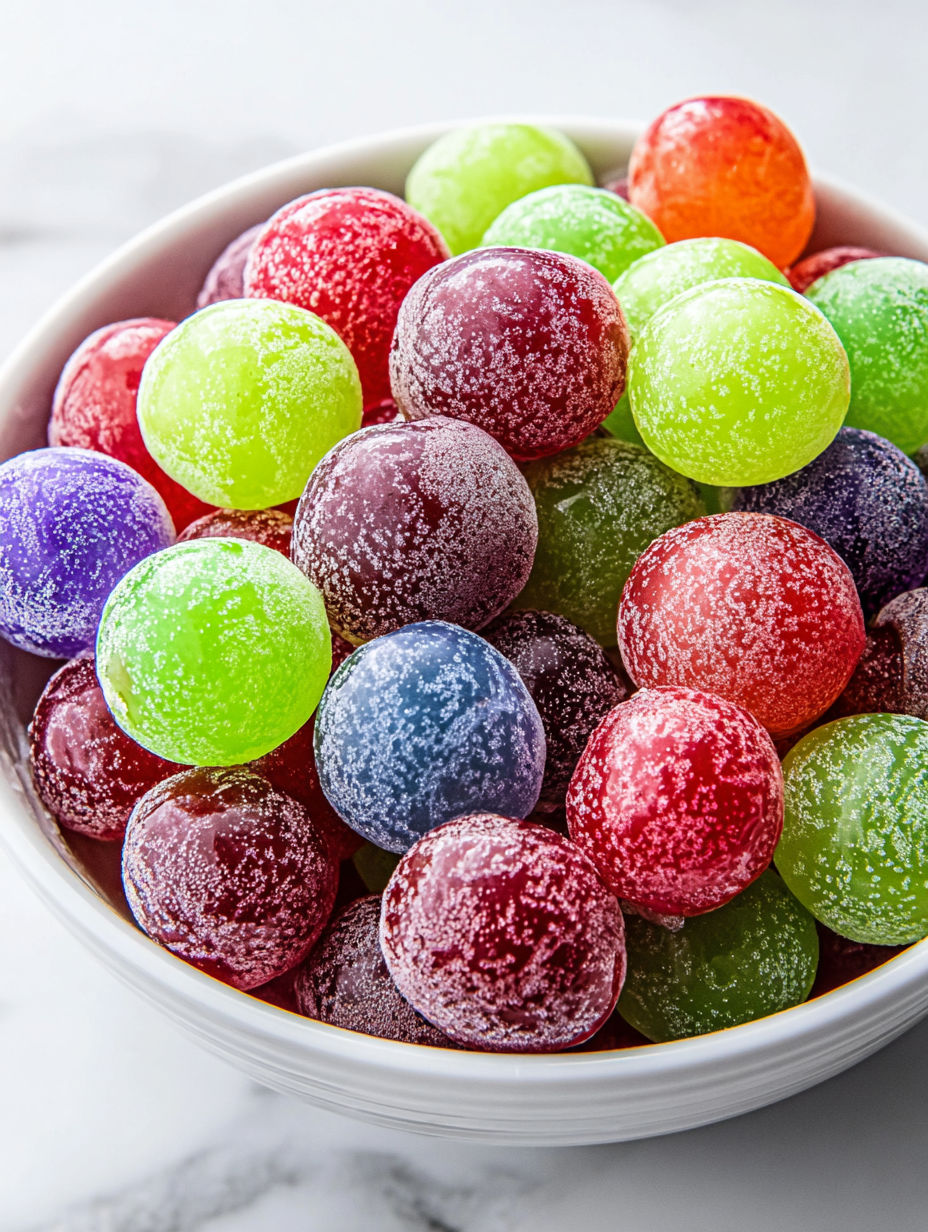 Eine Schale Trauben mit einer Limette obendrauf.