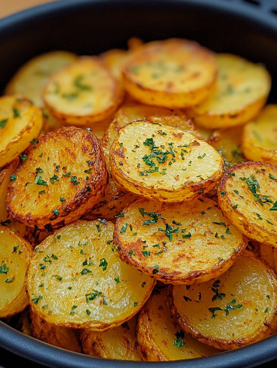 Knusprige Kartoffelscheiben aus dem Airfryer.