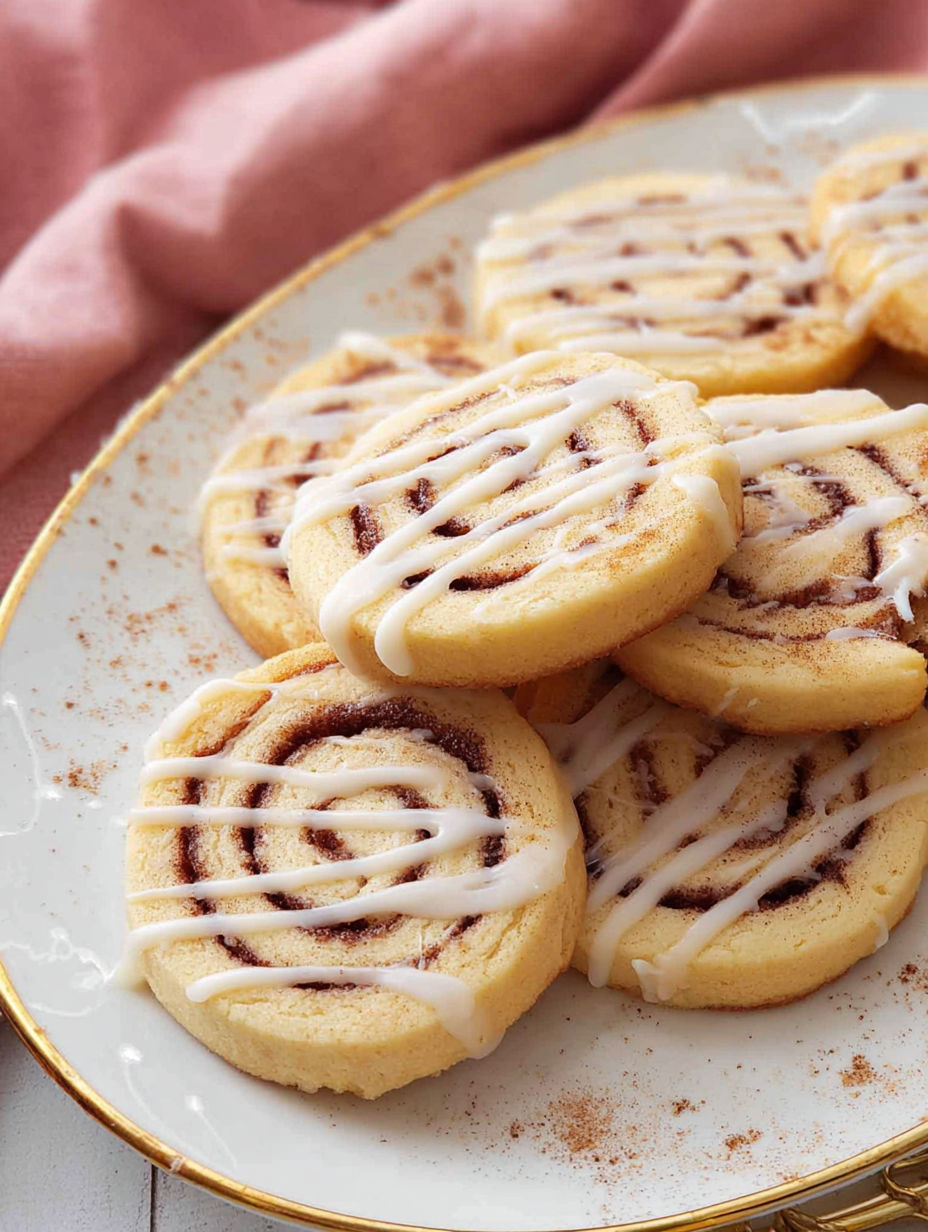 Ein Teller mit Zimtschnecken-Keksen.