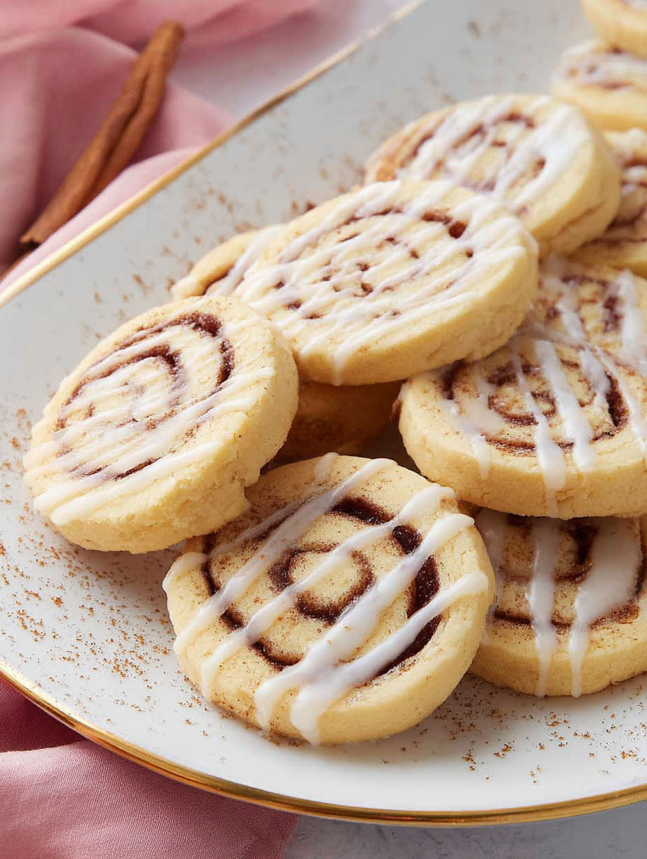Ein Teller mit Zimtschnecken-Keksen.