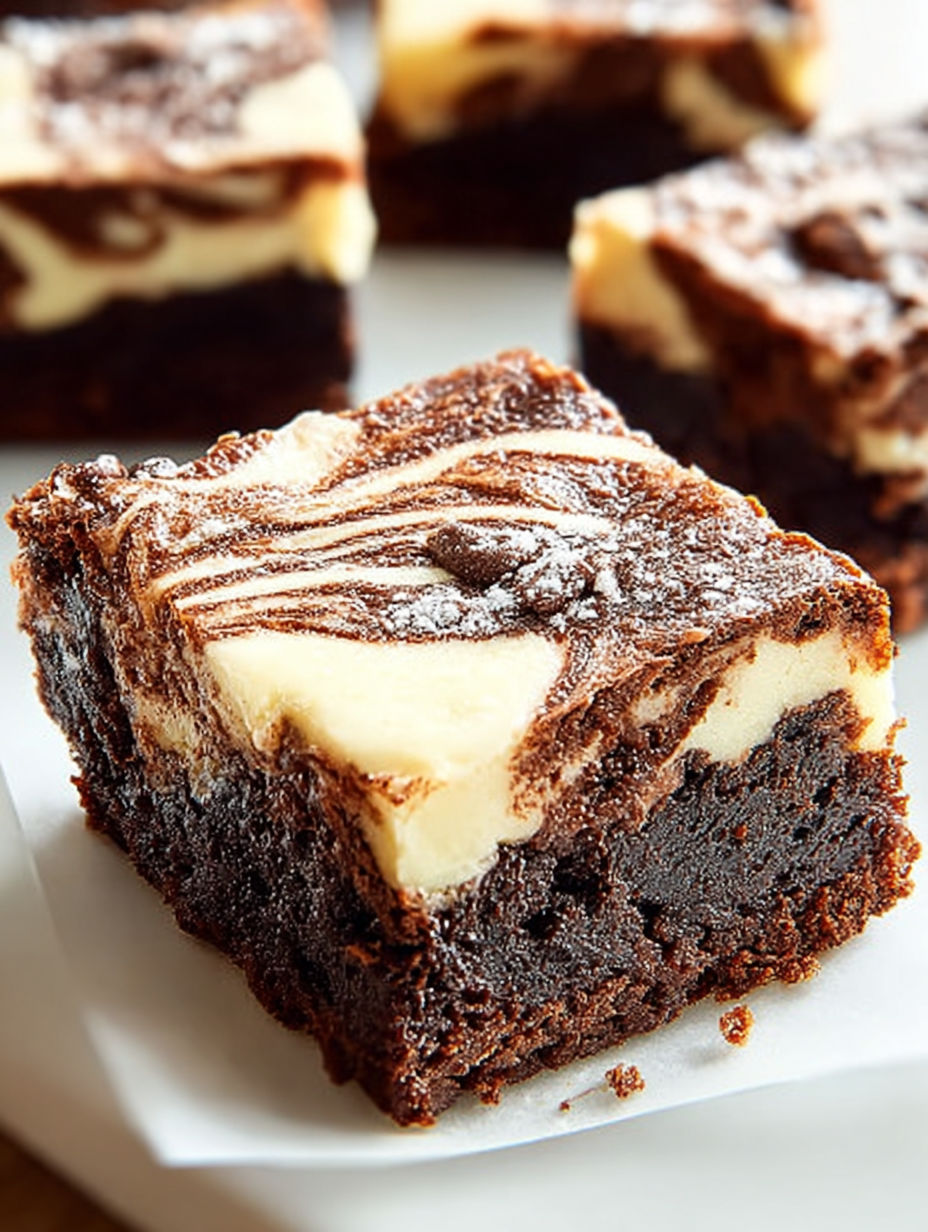 Ein Stück Schoko-Käsekuchen-Brownie.