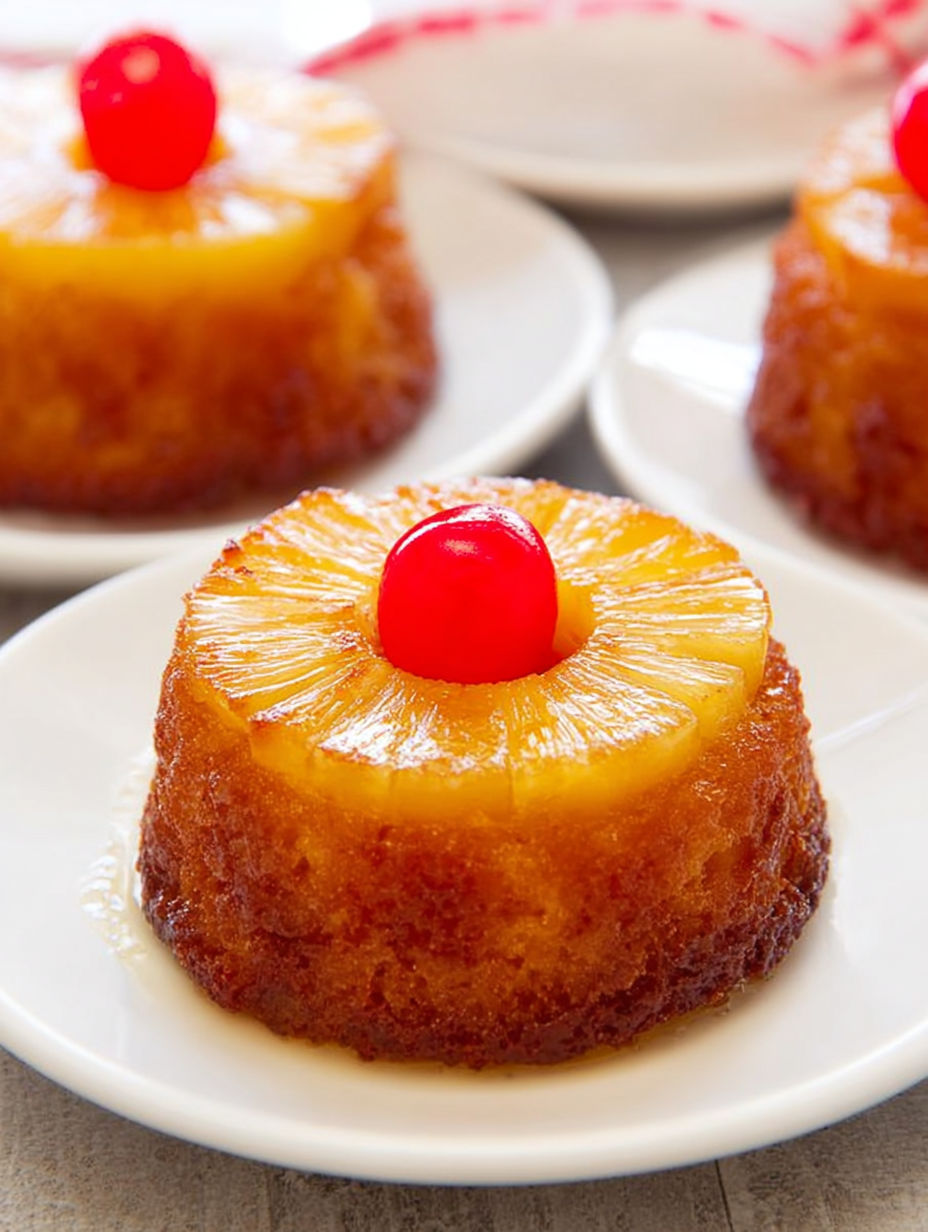 Kleine Ananas-Küchlein auf einem Teller.