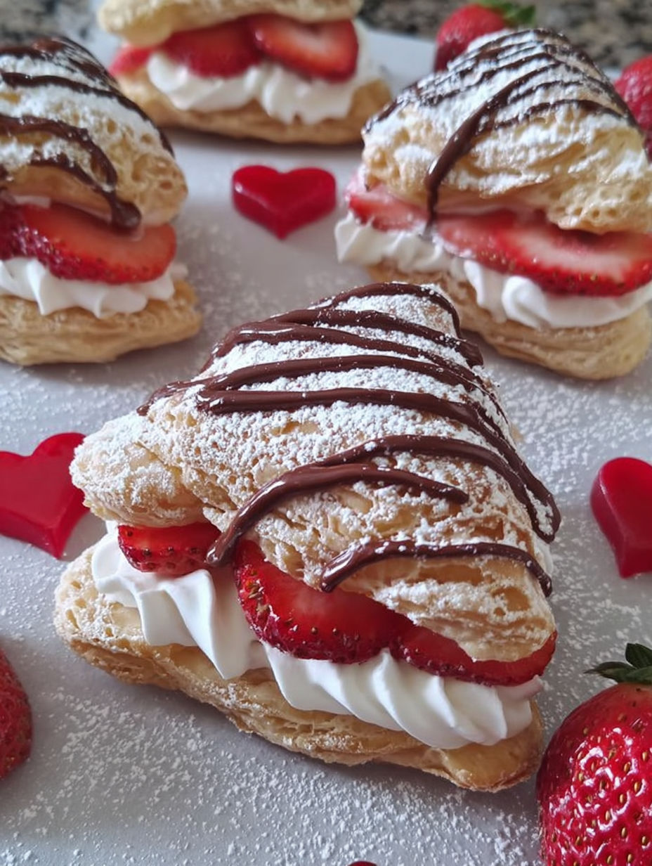 Erdbeer Sahneschäume mit Schokoguss.