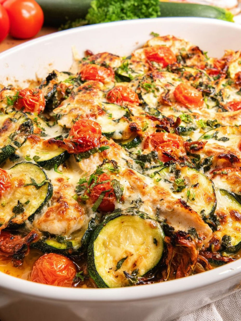 Ein Gericht mit toskanischer Hähnchen-Zucchini-Pfanne.