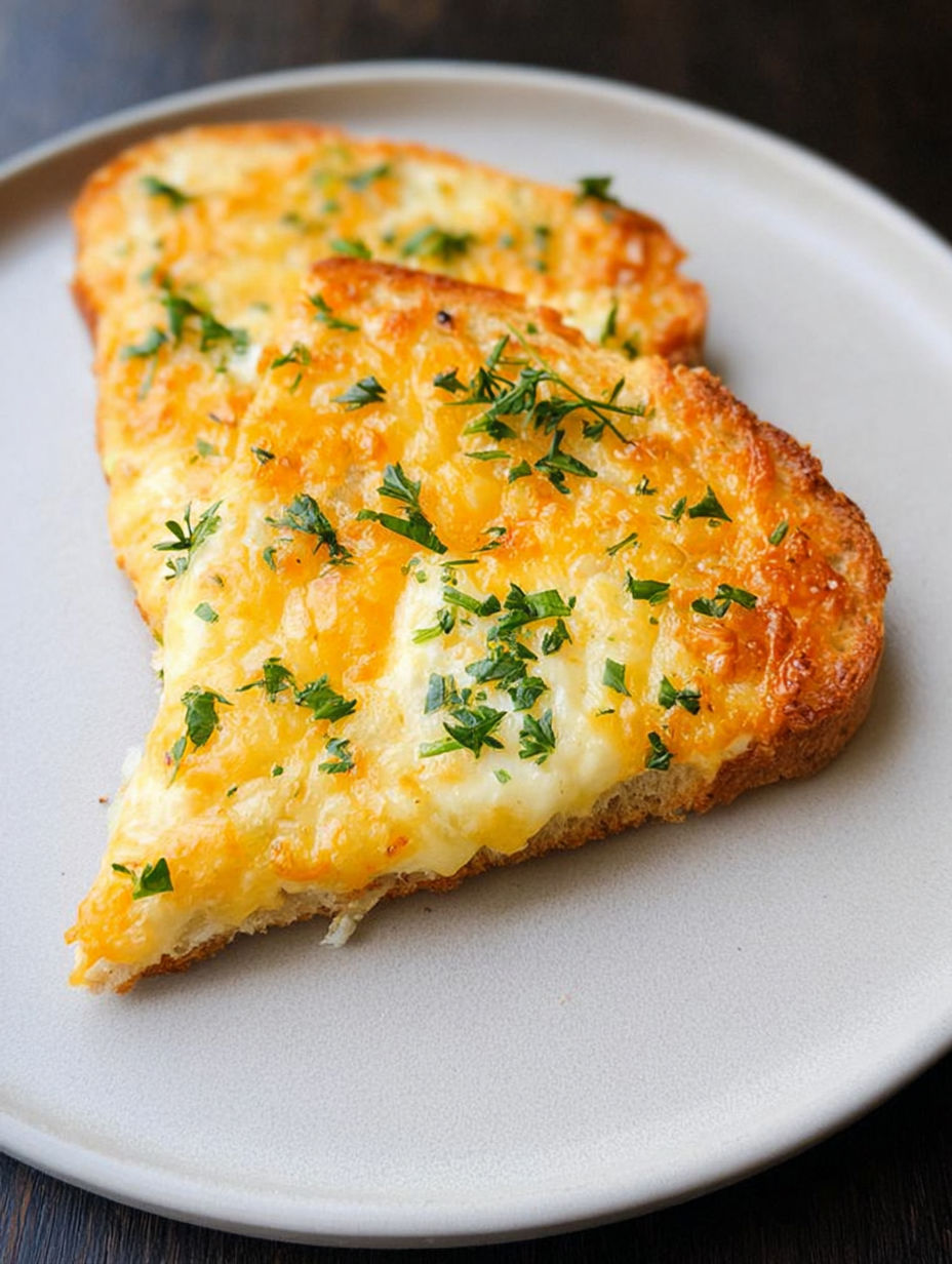 Eine Scheibe Ei- und Käsetoast.