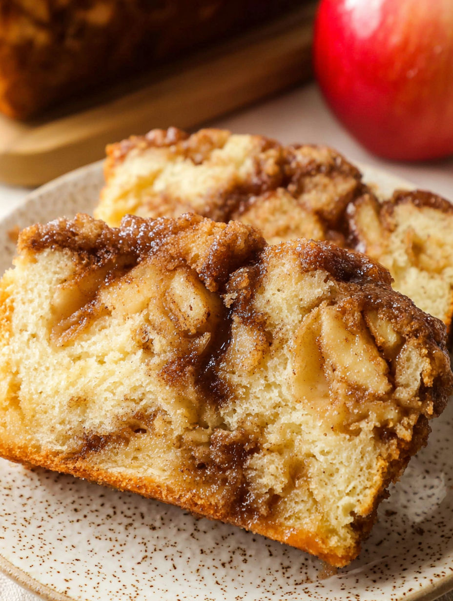 Ein Stück Amish Apfelküchle-Brot.