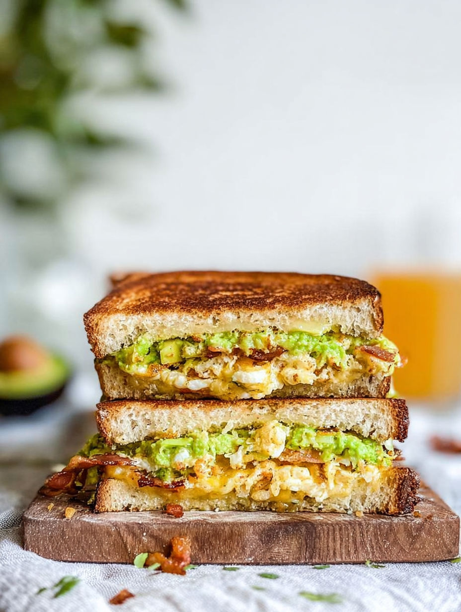 Käse-Sandwich mit Ei und Speck.