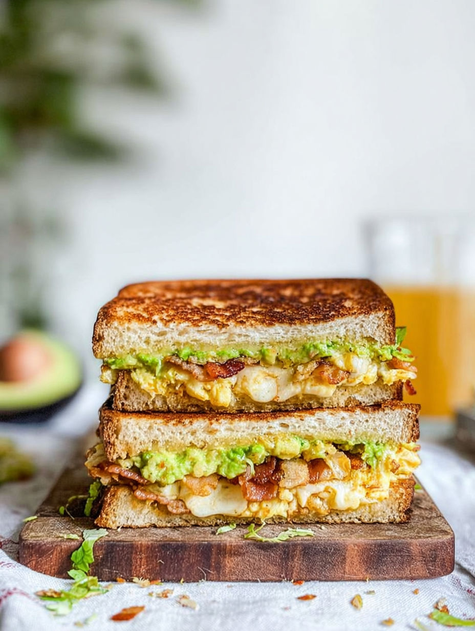 Ein gegrilltes Käsebrot mit Speck und Ei.