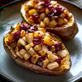 Gefüllte Süßkartoffeln mit Apfel und Cranberry