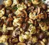 Nahaufnahme Pilze mit Blumenkohl.