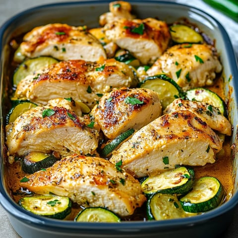 Ofen Huhn mit Zucchini