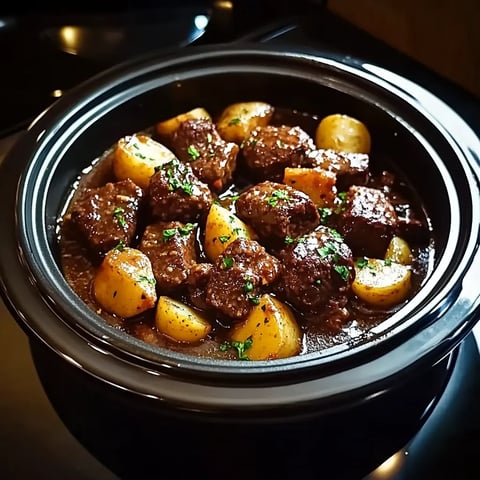 Knoblauchbutter Rindstücke & Kartoffeln Gericht